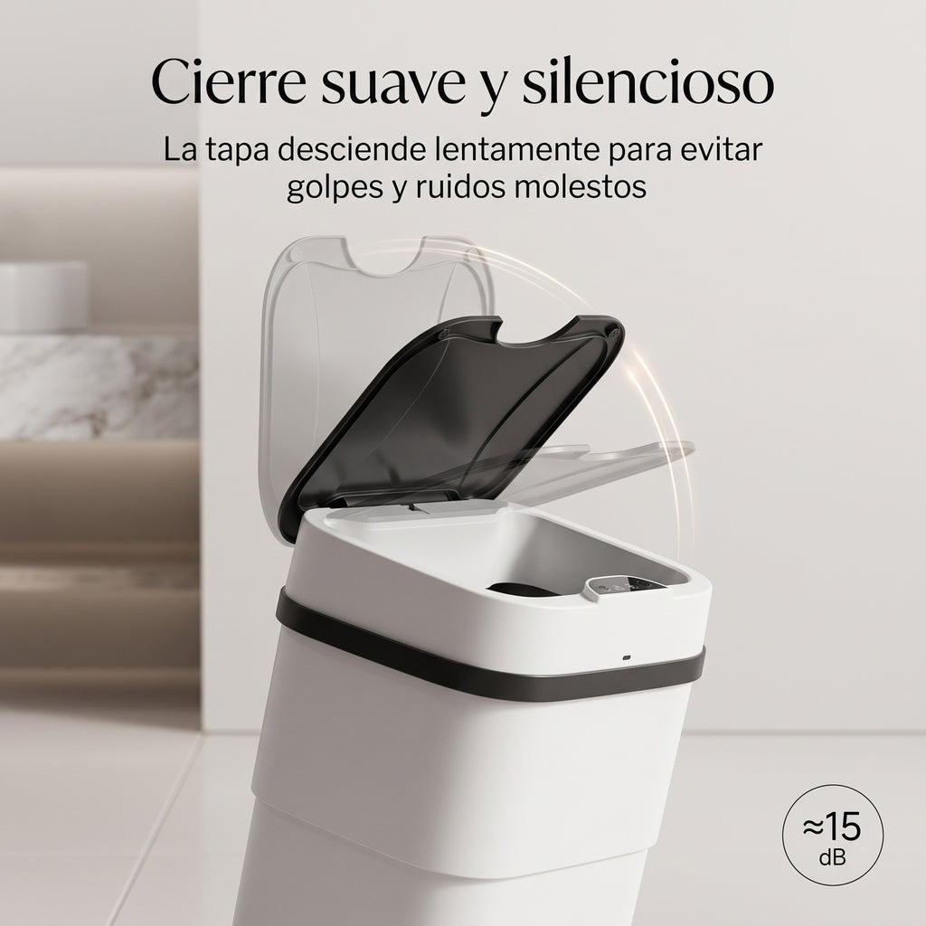 Caneca de Basura Inteligente Plegable con Sensor y Tapa Automática