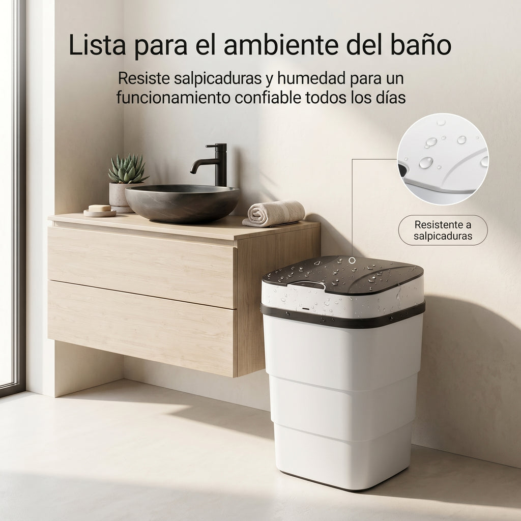 Caneca de Basura Inteligente Plegable con Sensor y Tapa Automática