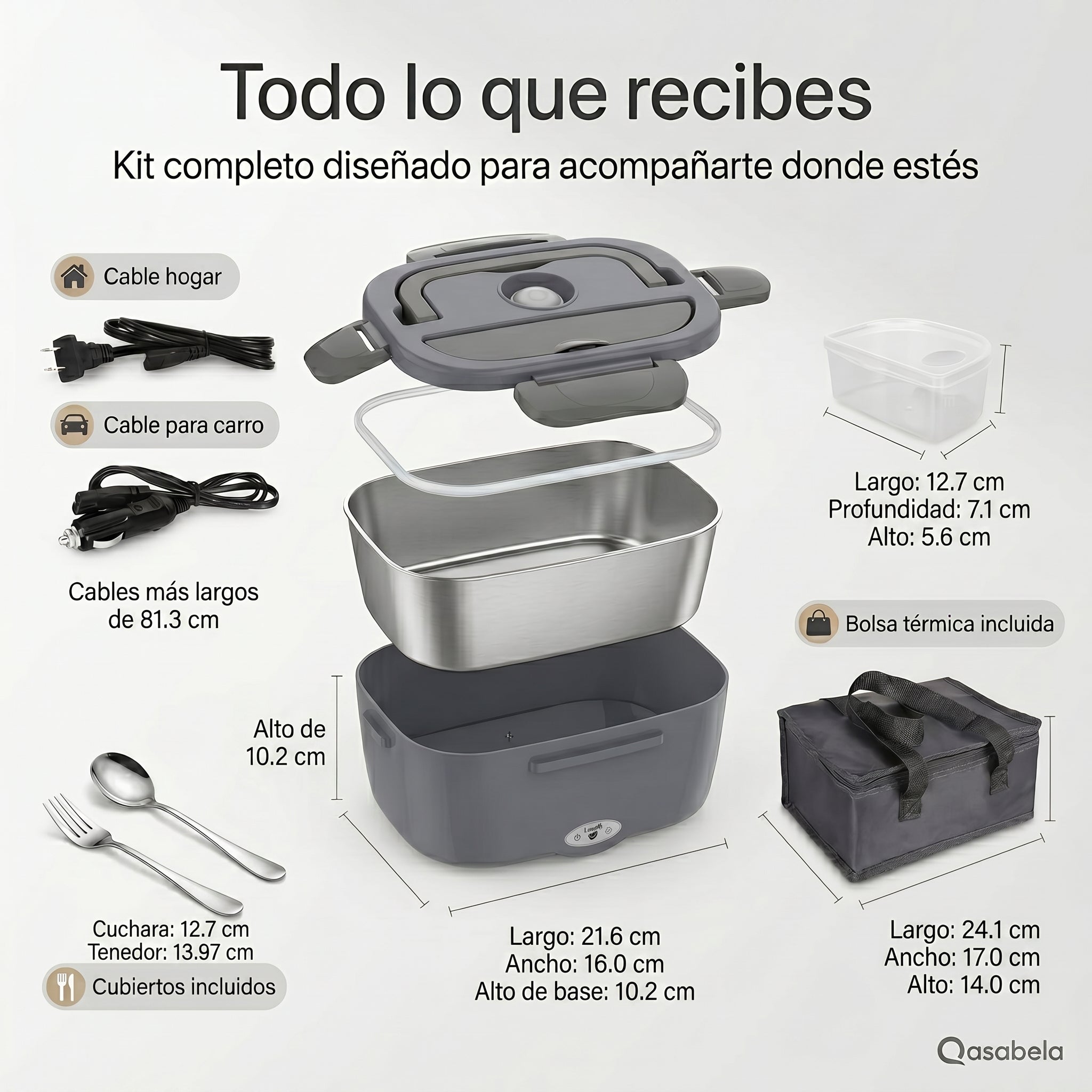 Lonchera Eléctrica Portátil 3 en 1 para Oficina, Carro y Hogar Imagen secundaria del producto