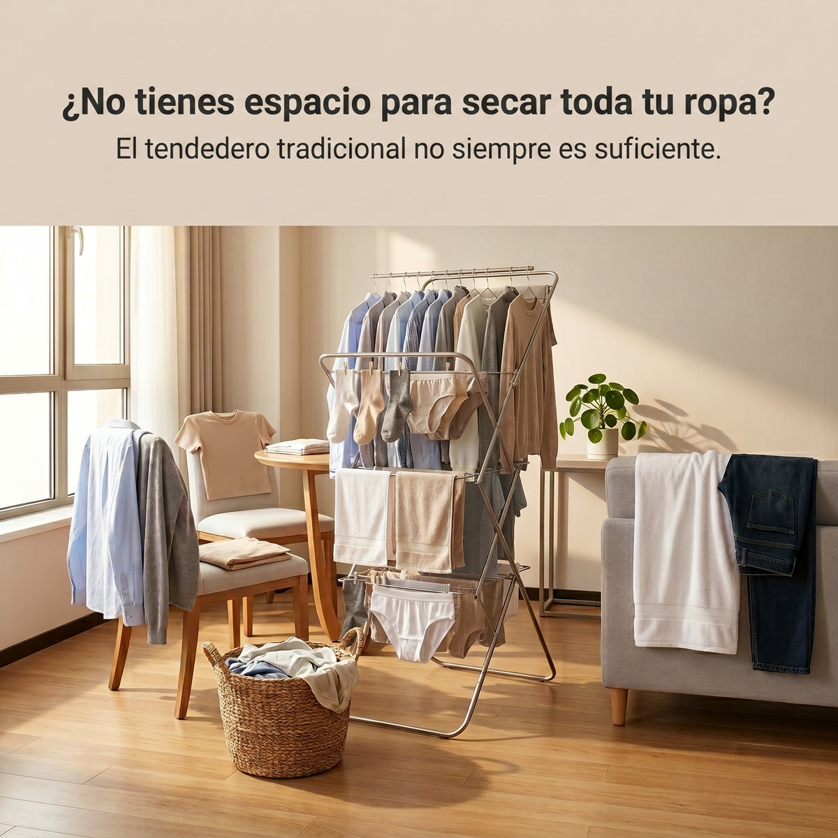 Tendedero Retráctil para Ropa con Ventosas de Alta Resistencia