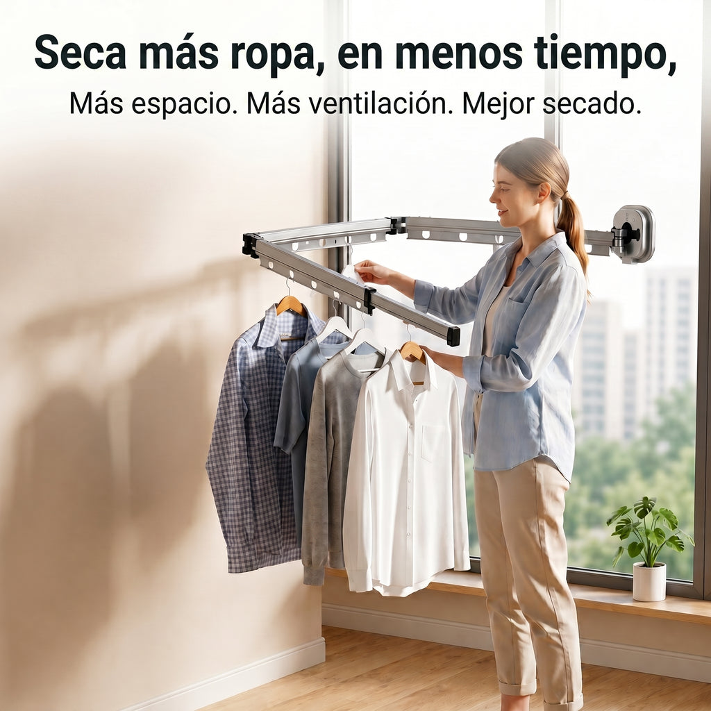 Tendedero Retráctil para Ropa con Ventosas de Alta Resistencia